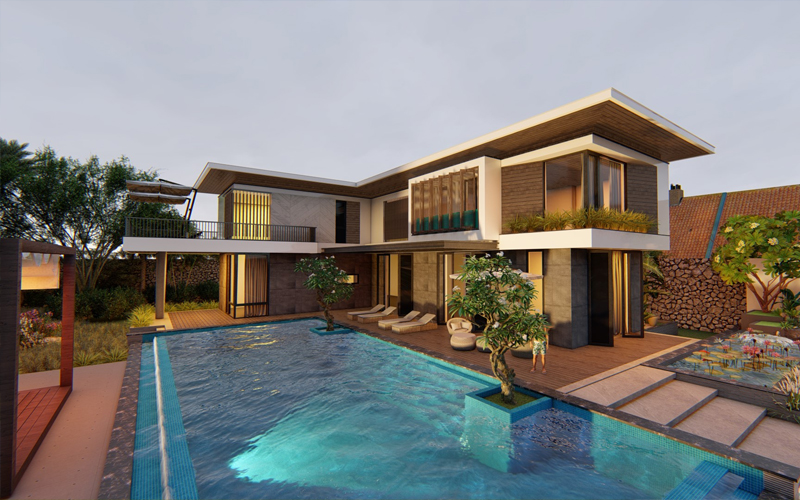 phong cách thiết kế nhà có hồ bơi